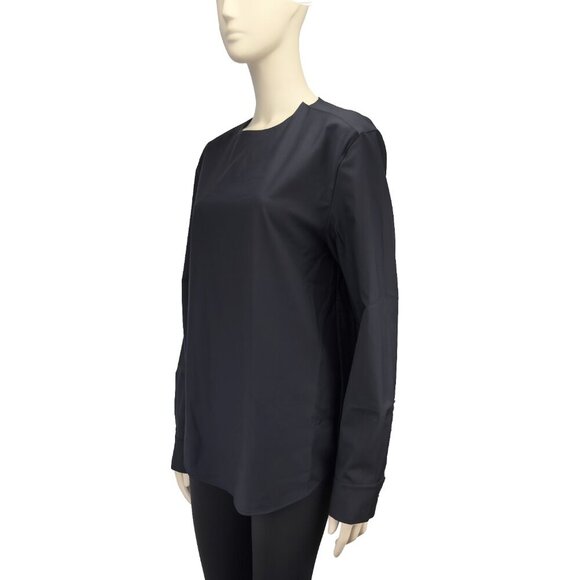 COS Buttoned Shoulder Office Minimalist Dark‎ Blue Long Sleeves Top Blouse sz S - Picture 3 of 7